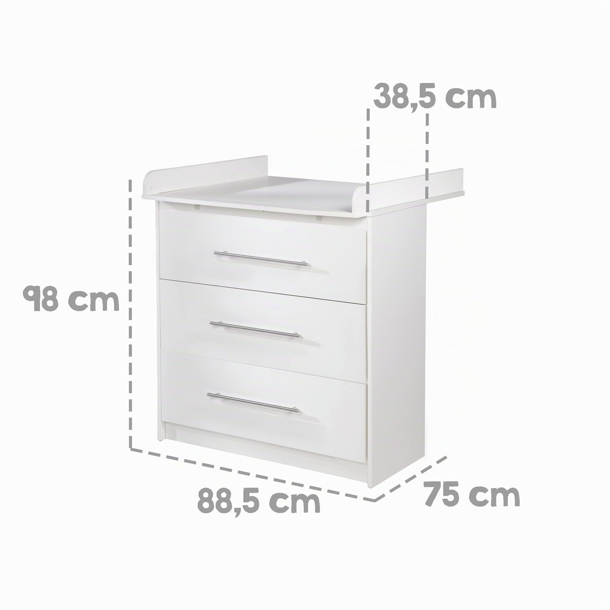 roba Juego completo de habitación infantil Maren, incluye cuna, superficie de 70 x 140 cm, cómoda cambiador estrecha con cambiador y armario de 3 puertas, color blanco