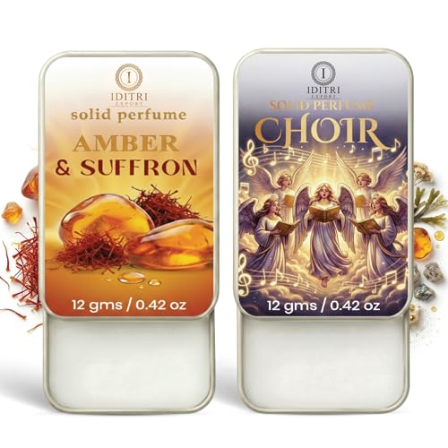 Image of Solid Perfume |Amber & Saffron&Choir Alcohol Free Wax Perfume Balm, Long Lasting | Pocket Tin 12g, Pack Of 2| Non Greasy Smooth Glide, Travel Friendly Unisex Gifts He Or Her
