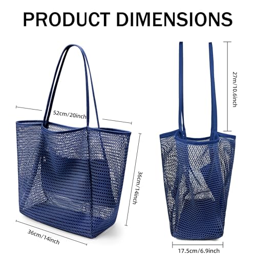 Image of VOROLO Mesh Tote Beach Bag,Women Fairycore Hobo Bag,Shoulder Bag,Soft Summer Casual Crochet Bags