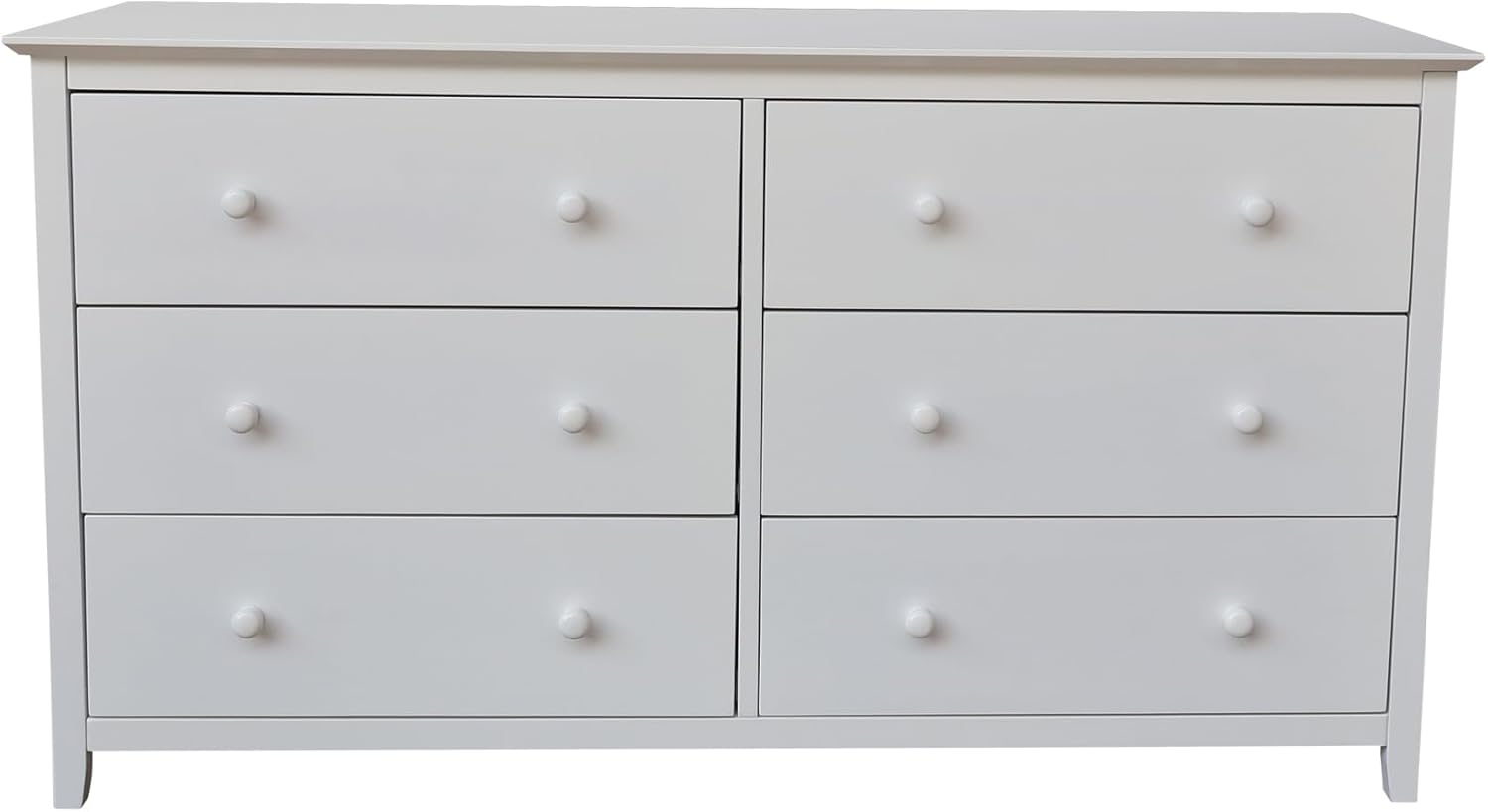 International Concepts Solid Wood Bedroom Dresser with 6 Drawers in White