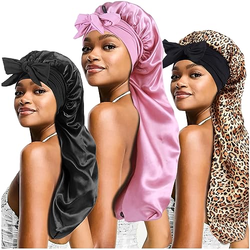 3pcs Long Satin Bonnets
