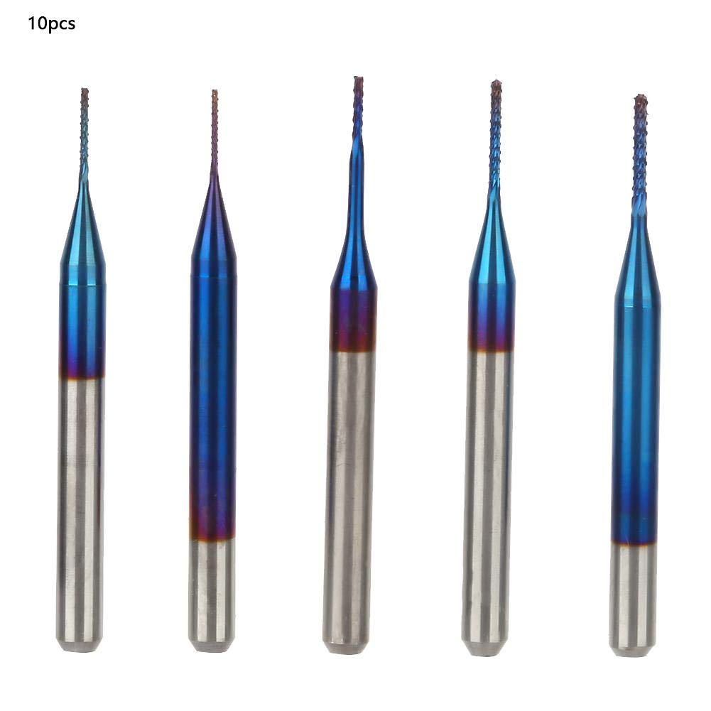 10 stücke Wolframfräser Blau Beschichtet Spiralfräser Fräsmaschine Cutter Bohrer CNC Fräser Set Werkzeug(0.5mm)