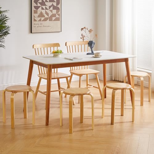 IBUYKE Juego de 4 taburetes Redondos de Madera, taburetes de Bar Silla apilable de Madera doblada Antideslizante sólida Taburetes apilables Cocina Oficina Silla de Fiesta RF-752-4 - imagen 2