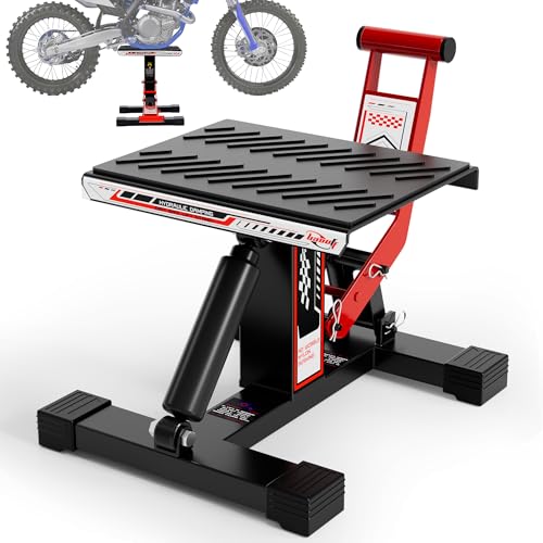 BAOUFF Dirt Bike Stand Widen 1000Lbs Capacity Hydraulic Motorcycle Lift Jack Hoist Table Adjustable Lifting Ideal for E Dirtbike Pit Mini Bike Repair&Maintainance Accessories