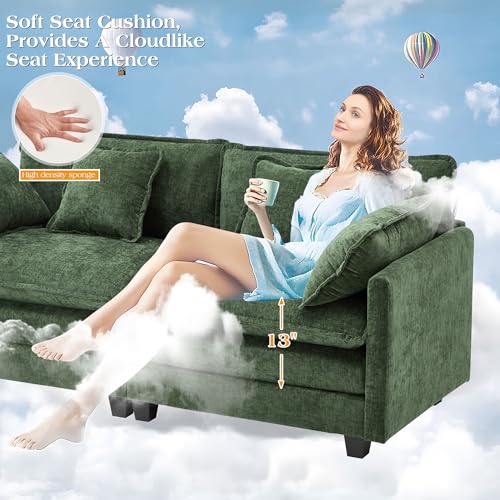 Image of 113.8 inch Modular Sectional Sofa,Cloud Couch for Living Room,Modern Deep Seat Sofa 5 Seater Chenille Fabric Comfy L Shaped Couches with Throw Pillows for Apartment