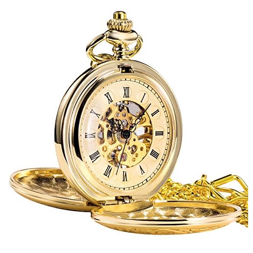 TREEWETO Taschenuhr mit Kette in Gold