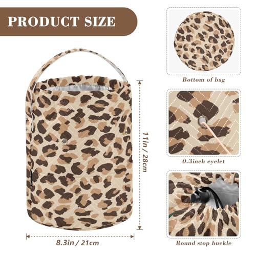 Image of Tatenale Crochet Bag Yarn Bag Knitting Project Bag with Pockets and Handle Portable Yarn Storage Organizer Tangle Free 8.3x11 InchLeopard Skin Print18