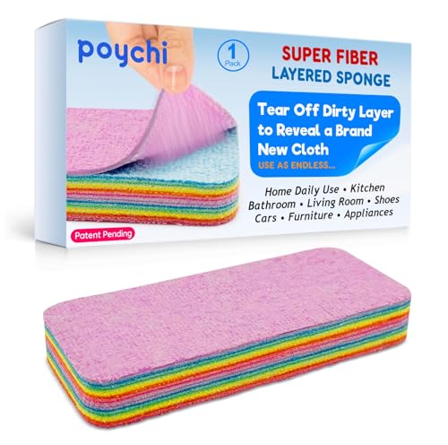 Image of Microfiber Super Fiber Rag, 12 Fiber Layer on 1 Rag, Perfect Cleaning Cloths, Extraordinary Liquid Absorption Ability, Stain Remover, Home Daily Use Sponge, Kitchen, Bathroom, Living Room- (1 Pack)