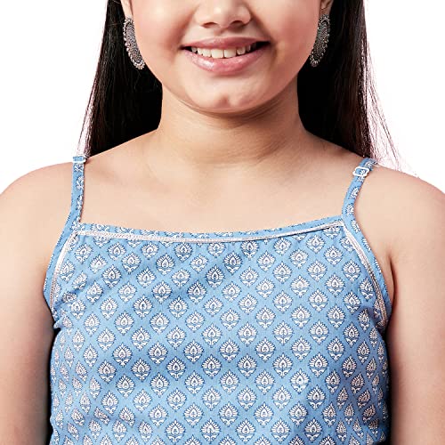 Image of StyloBug Girl's Printed Sleeveless Kurti with Sharara Set Ethnic Wear Dress for Girls