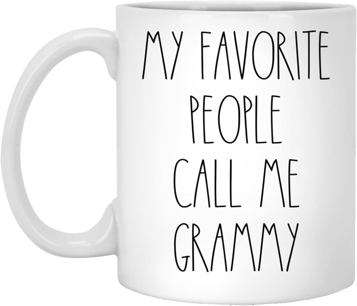 PTDShops Grammy - My Favorite People Call Me Grammy Coffee Mug, Grammy Rae Dunn Inspired, Rae Dunn Style, Birthday - Merry Christmas - Mother's Day, Grammy Coffee Cup 11oz, White