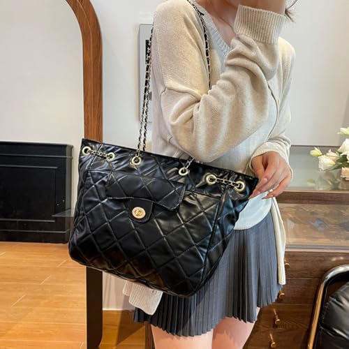 Tote Bag for Women Quilted Leather Top Handle Bags Satchel Shoulder Chain Strap Crossbody Bag Hobo Purse Work Commuter2