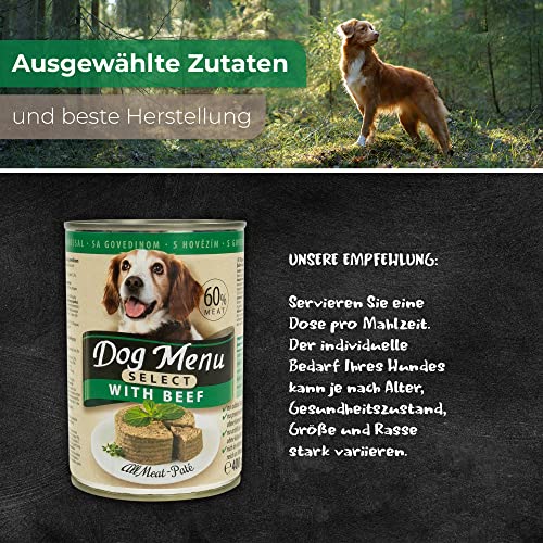 Dog Menü Select Premium Hundefutter 60% Fleisch Pastete 3 Sorten 60 x 400g *ohne Konservierungsstoffe, reich an Nährstoffen*