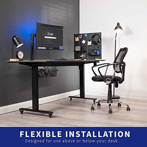Image of VIVO Black Clamp-on 12 x 20 inch Desk Pegboard, PP-DK12B | Steel Privacy Panel, Magnetic Peg Board, Office Accessory Organizer, Above or Under Desk Placement