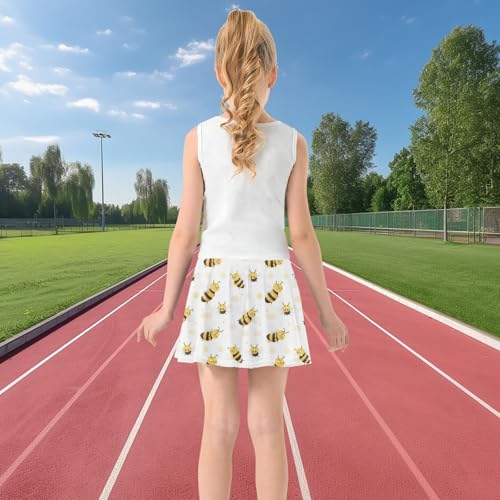 visesunny Girls Flowy Pleated Skirt Bumblebee Fat Pattern Tennis Golf Fashion Short Skorts for Casual Dance Outfit3