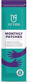 BeYou Natural Period Pain Relief Patches (Pack of 5), Natural Cooling Patches for Period Cramps, Period Pain, PCOS, Fibroids, IBS, IBD - Patented Matrix of Menthol and Eucalyptus