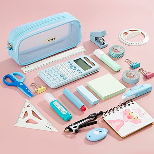Image of Fancy Forest Kalidi Grid Mesh Pencil Case Pen Bag Clear Case Marker Pouch Multifonction Organizer Box Transparent Case Makeup Bag Office College School Gift For Adults Teen Girl Boy, Khaki