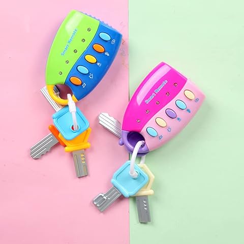 BeShero Toy Pretend Car Key Kids Remote Car Key Sound Toys (blue+pink) Cover