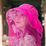 JHKGY Outdoor-Hut Mit Kopfnetz,Sonnenhut Eimer Hut,Outdoor Mesh Gesichtsschutz Angelhut,Moskitokopf-Netzhut, Schutz Vor Insektenwanzen Bienenmückenmücken,Rose red