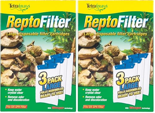 Image of Tetra ReptoFilter Large Filter Cartridges for Terrariums, Fits TetraFauna ReptoFilter 50 gal, 3 Count (Pack of 2)