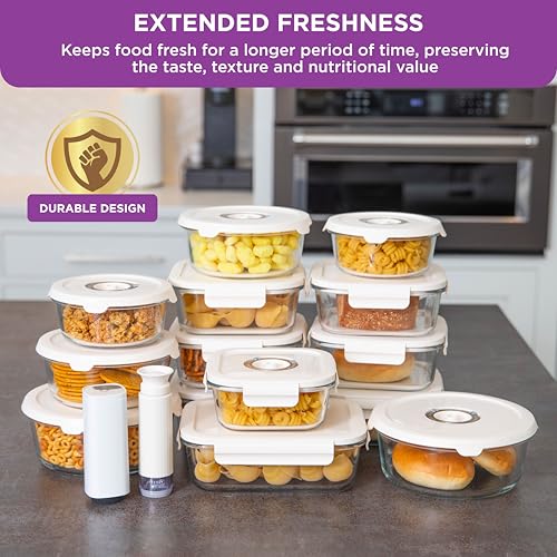 Image of HOLDN' STORAGE Vacuum Food Storage Containers, Set of 10 Glass Containers with Electronic & Manual Pump - Keep Food Fresh Longer, BPA-Free Glass, Leak-Proof, Ideal for Meal Prep, Marinating