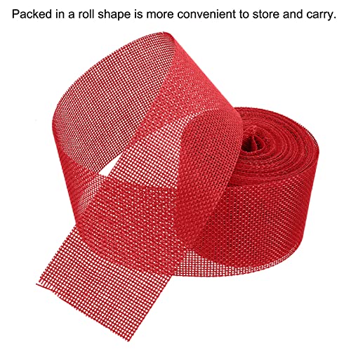 PATIKIL 2 Inch Wide 11 Yards Burlap Fabric Ribbon, Jute Crafts Roll Wrapping for Party Home DIY Wrapping Decoration Red - Image 3