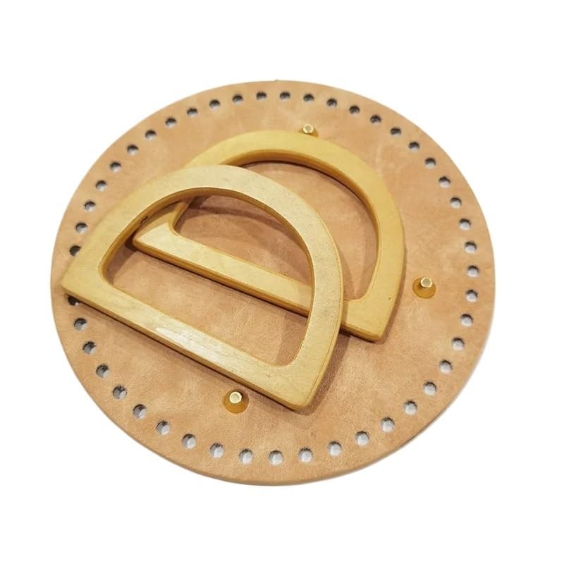 Anses de sac en bois noble 18cm avec base cuir pour ouvrage DIY