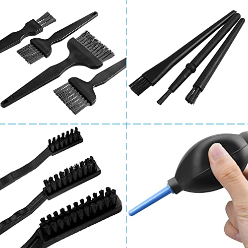 Set Of 12 Anti Static Brushes,Danzix Nylon Cleaning Brushes Tweezers Air Blower Portable Cleaning Kit-Black #TOP3