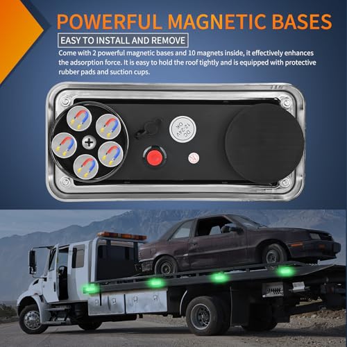 Image of Nilight 2PCS 42LED Green Magnetic Strobe Lights Surface Mount Waterproof | Portable Warning Hazard Light 5 Patterns for 12V 24V Cars Trucks Van Off Road Vehicles ATV