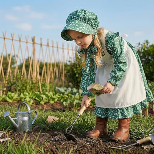 Disfraz Colonial de Pionera para Niñas con Vestido Floral y Capota miniatura 6