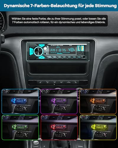 RDS Autoradio Bluetooth, CENXINY Autoradio 1 DIN mit Ladeanschluss Type-C,AM/FM Radio mit 2USB/AUX/SD/TF Unterstützung Android und iOS