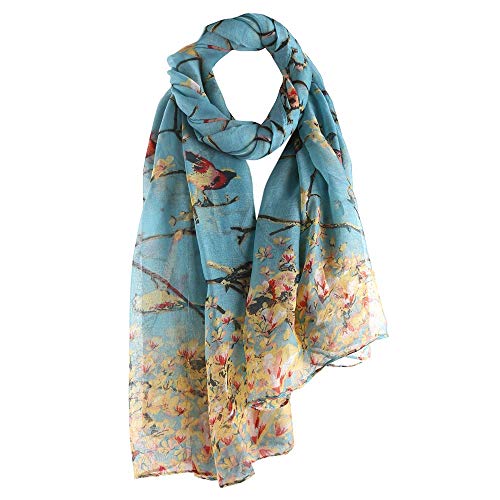 JURTEE Scarf, Women Fashion Printed Long Wrap Shawl,Sunscreen Lightweight Neckerchief Shawl Long Stole(Skyblue)