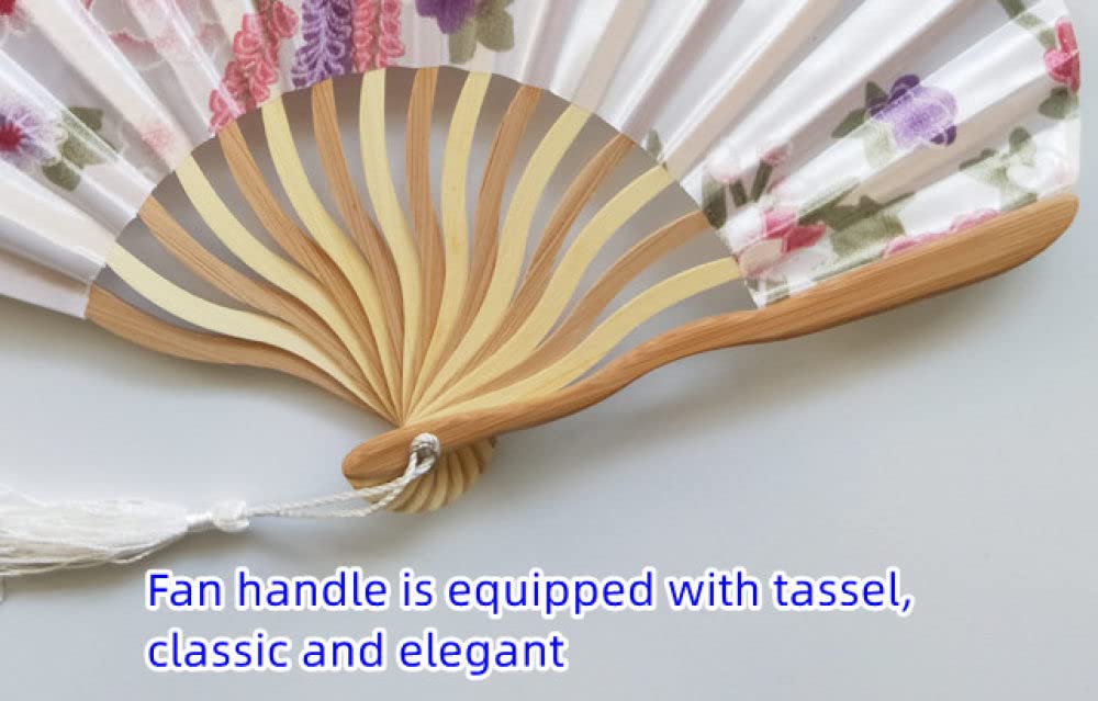 Ventaglio Cinese Pieghevole - Seta Con Frange, Design Tradizionale, Per Matrimoni E Danza - Foto 8