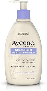 Aveeno Stress Relief Moisturizing Body Lotion with Lavender, Natural Oatmeal and Chamomile & Ylang-Ylang Essential Oils to Calm & Relax, 12 fl. oz (Pack of 2)