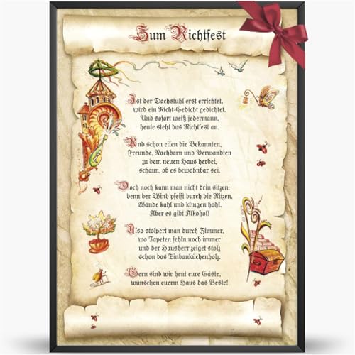 Die Staffelei Glückwunschkarte zum Richtfest Urkunde A4 / Witziges Gedicht auf hochwertigem Papier/besondere Geschenkidee Die Staffelei Glückwunschkarte zum Richtfest Urkunde A4 / Witziges Gedicht auf hochwertigem Papier/besondere Geschenkidee