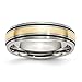 Chisel 14k Gold Inlaid Grooved Brushed and Antiqued Titanium Ring (6.0 mm) With Wood Box - Size 10.5