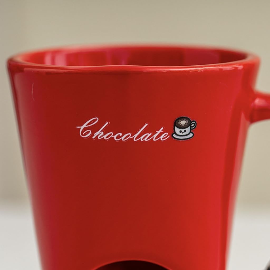 Ceramic Fondue Mug with Fork Chocolate Cheese Melting Cup For Romantics Dinners And Parties Ensures Perfect Melting