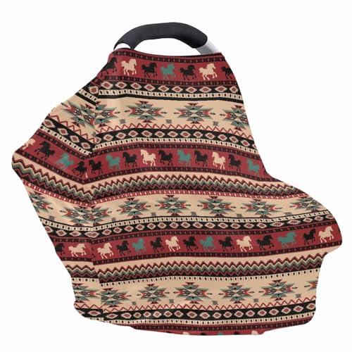 Image of Aztec Infant Stroller Cover Dust Cover Multi-Use Car Seat Canopy Cover Privacy Protection Reusable Stroller Canopy Covers Stretchy Breastfeeding Shawl