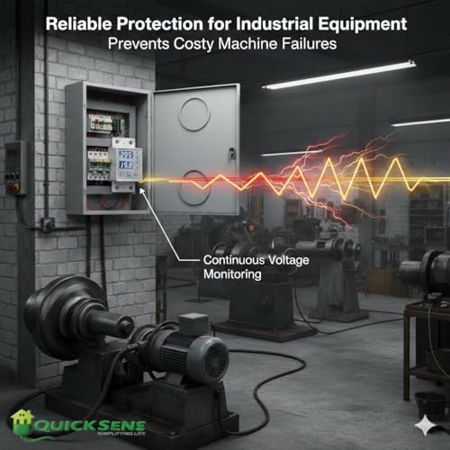 Image of Quick Sense Automatic single phase voltage protector (Adjustable Setting) Protection with Auto Re-Connect LED Display Standard Din-Rail Mounted 220V, 63A (Voltage Protector)