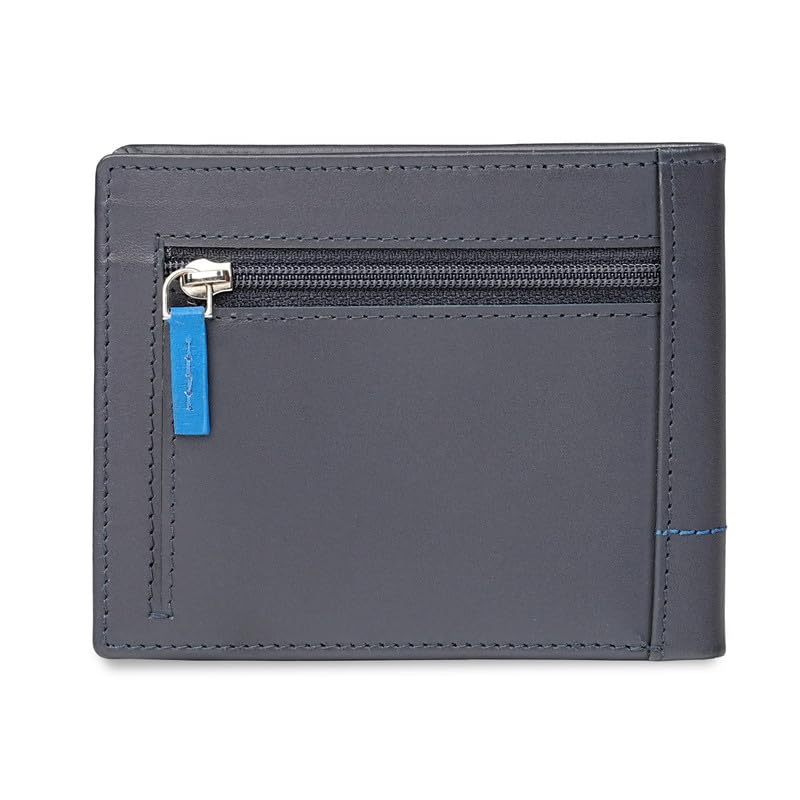 Image of United Colors of Benetton Men's Leather Passcase Wallet Zhodzina - Navy | Bifold with 12 Card Slots, Id Window & 2 Bill CompartMen'sts | Stylish Purse for Men's
