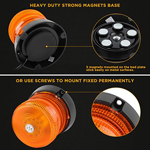 Aspl 2Pcs Led Warning Flash Beacon Lights, 60 Led Amber Warning Safety Flashing Strobe Lights With Magnetic And 16 Ft Straight Cord For Vehicle Truck Tractor Golf Carts Utv Car Bus,12V-24V #TOP4