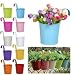Drhob 2PCS Metal Iron Hanging Flower Pot Vase Planter Indoor Fence Wall Hanging Balcony Garden Patio Hanging Planter (Color multicolor random)
