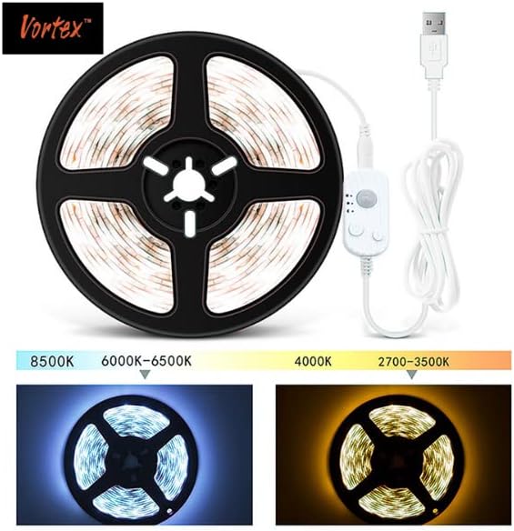 Miniatura 9 de Vortex HJ-J0081W - Tira de luces LED USB con sensor de movimiento, luz blanca cálida regulable de 3.3 ft para armario, luz LED activada por