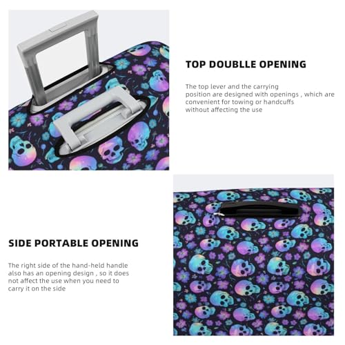 Luggage Cover Protector - Pink Blue Skull Flower Print Suitcase Covers for Luggage Fit 18-21 Inch Suitcase4