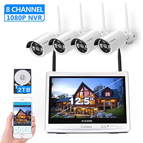 [8CH,Expandable]All in one with 12.5" Monitor Wireless Security Camera System, Cromorc Home Business