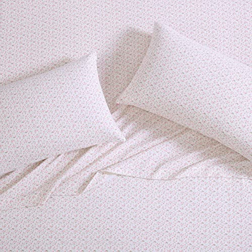 Laura Ashley Home - Full Sheets, Cotton Flannel Bedding Set, Brushed for Extra Softness & Comfort (Evie Pink, 4 pcs,Full) - Image 3