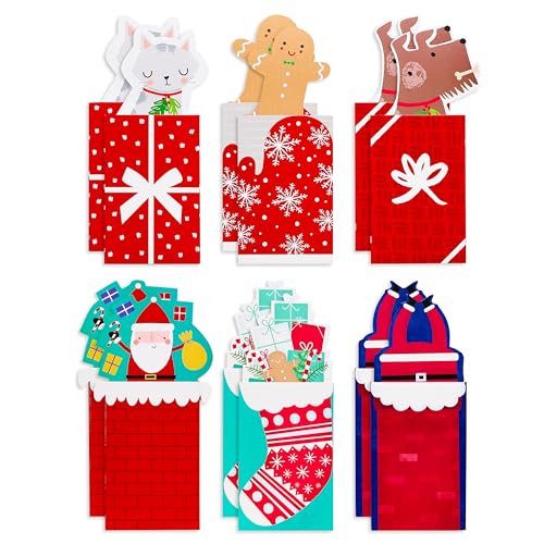 American Greetings Christmas Gift Card Holders Gingerbread Man Santa and Presents (12-Count)