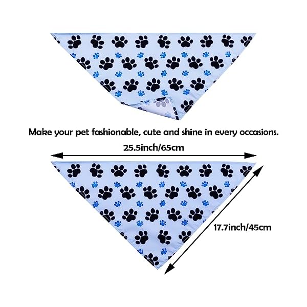 Pai sence 30pcs paw print dog bandanas bulk for small medium pets adjustable cat scarves daily birthday party wedding holiday bone yorkie triangle bibs scarf for girl boy grooming accessories - image 3