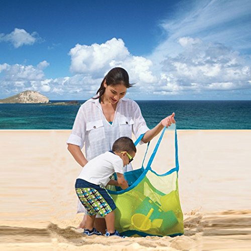 Sacola de praia de malha sacola de brinquedo de praia grande bolsa dobrável para crianças adolescent