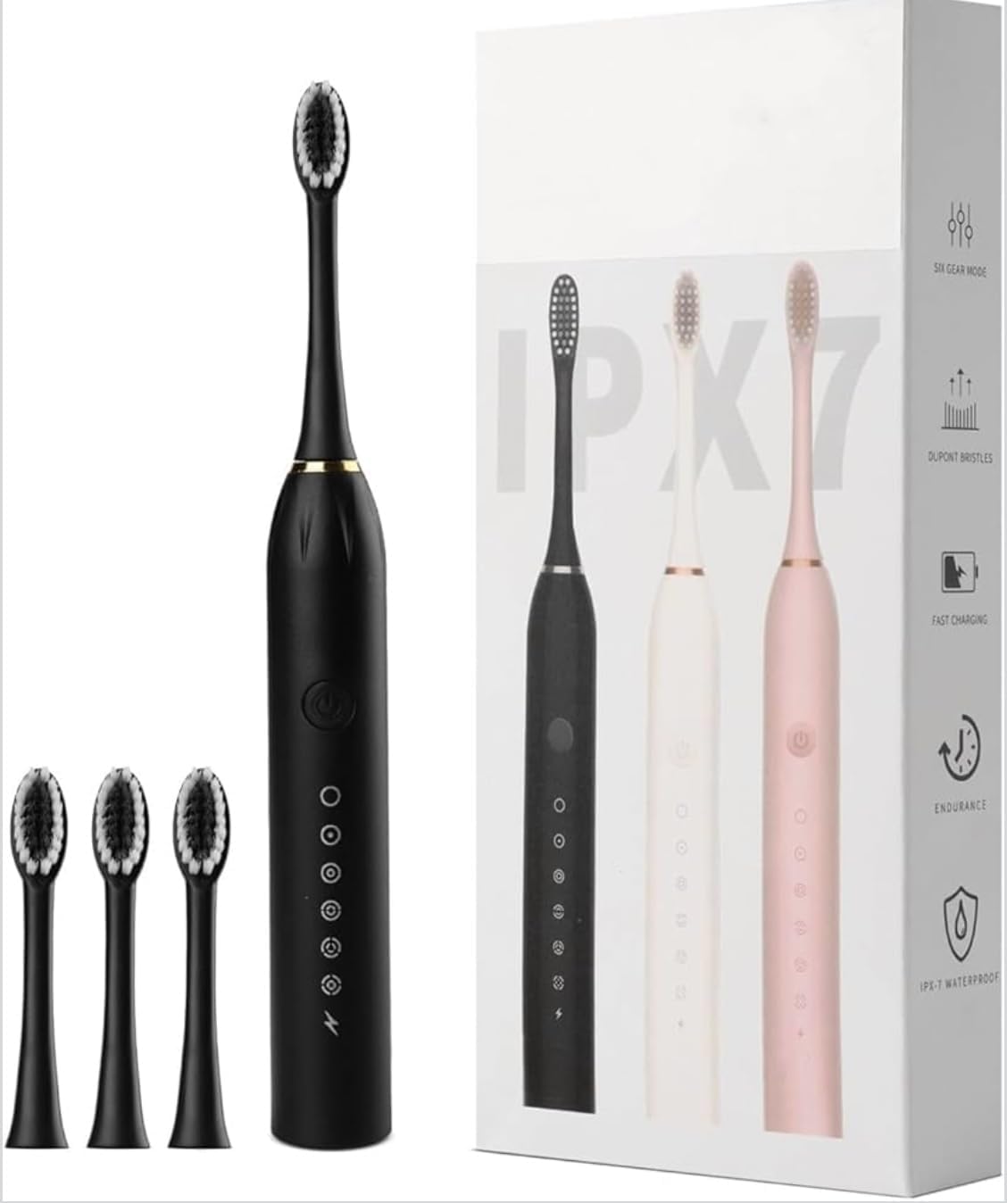 Sonic Electric Toothbrush for Adults, 42000 VPM Rechargeable Electric Toothbrush with 6 Cleaning Modes, 3 Intensity Levels, Smart 2-Minute Timer, IPX7 Waterproof, USB Fast Charging, Soft DuPont Bristles, 4 Replacement Brush Heads, Long Battery Life for Deep Cleaning & Teeth Whitening-image-21