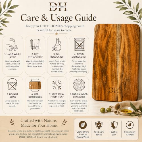 Image of Acacia Wood Cutting & Chopping Board | Eay to Use| Anti-Bacterial |Food Safe | Small 13x8x1 Inch